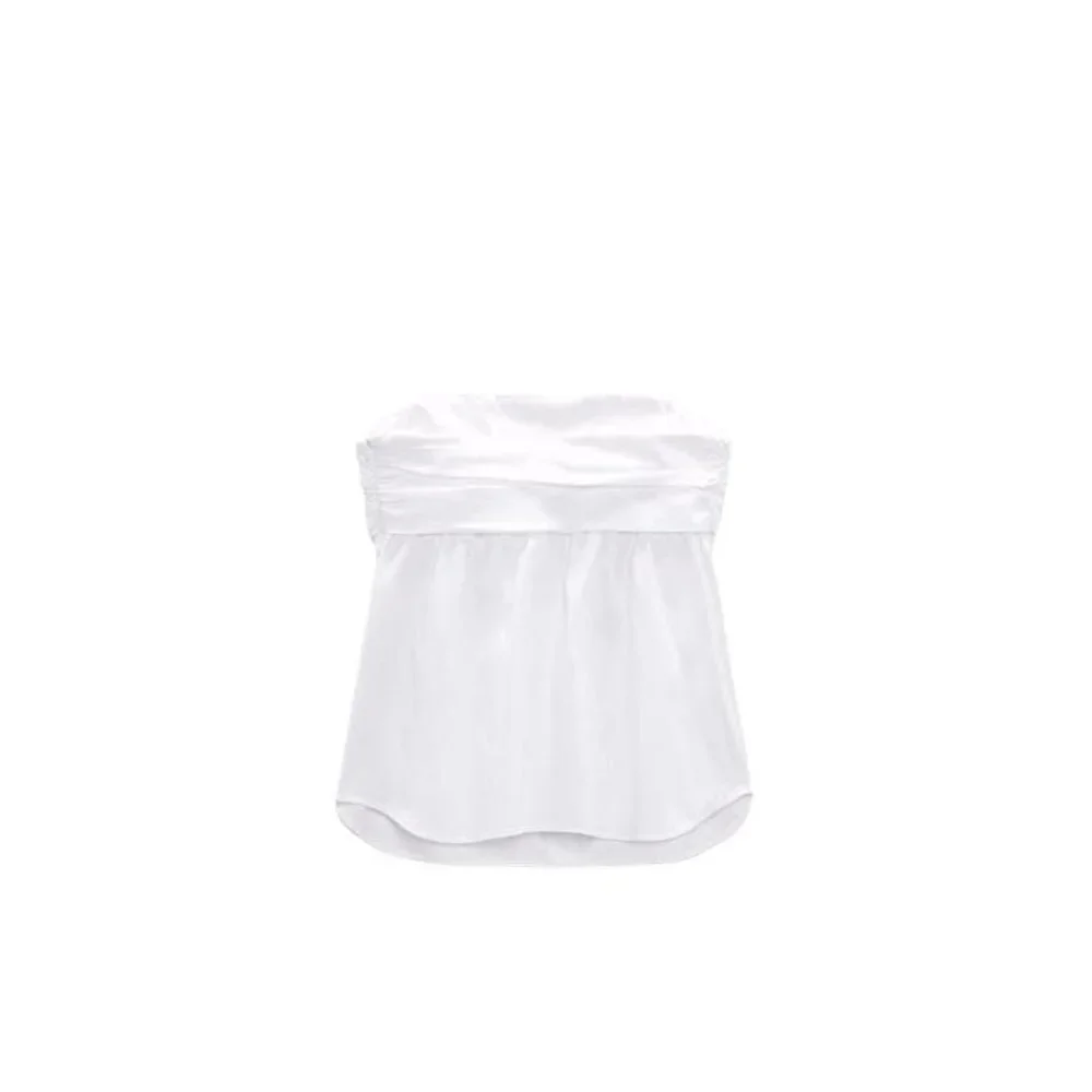 ZARA STRETCH POPLIN TOP WHITE SIZE s  | 4661/008/250_2